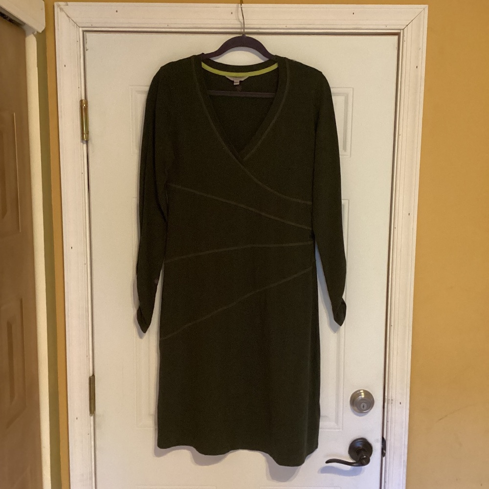 Athleta knit dress, dark olive